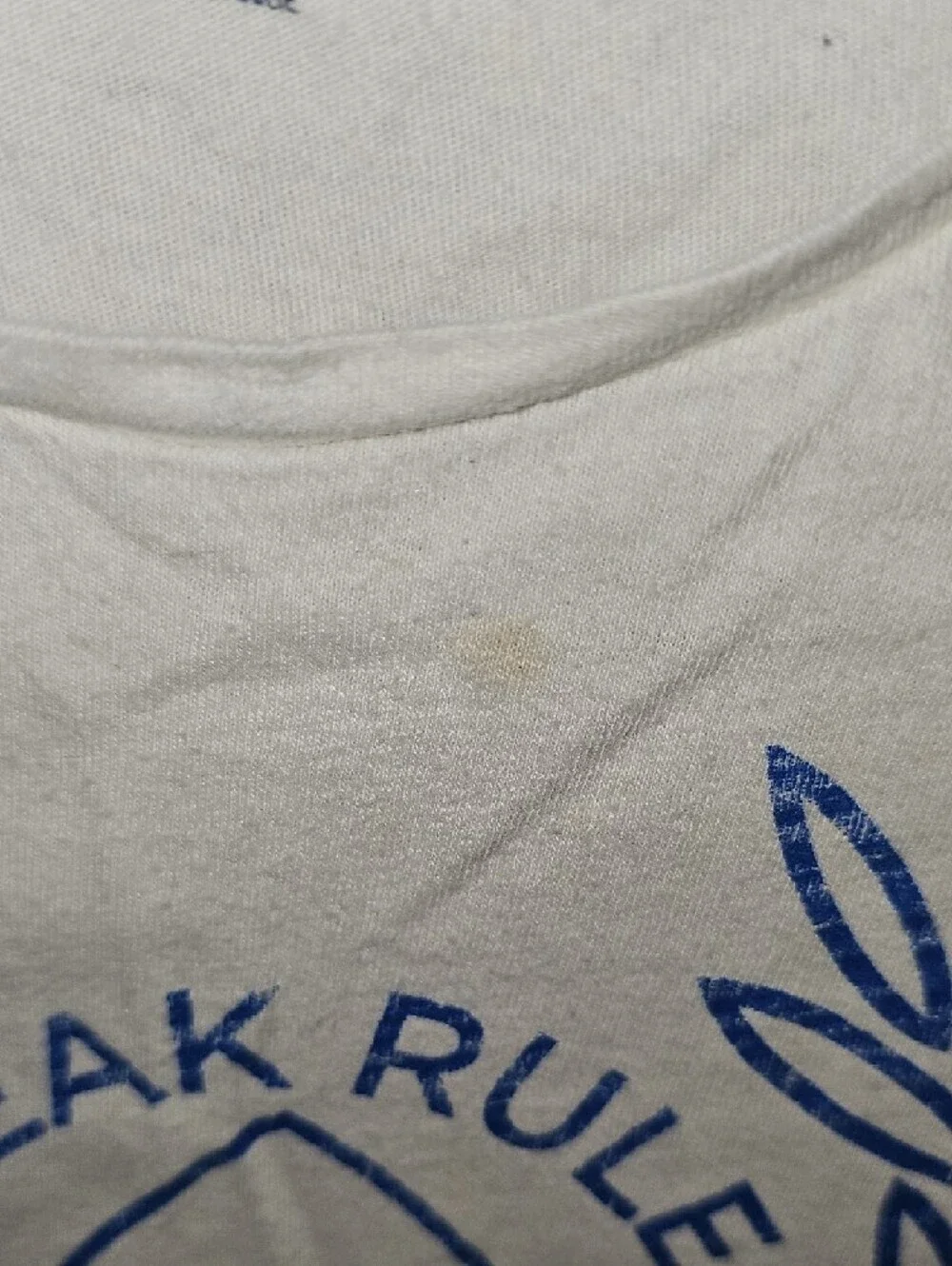 Old Navy White Tee with Blue Graphic Heart and Laurel